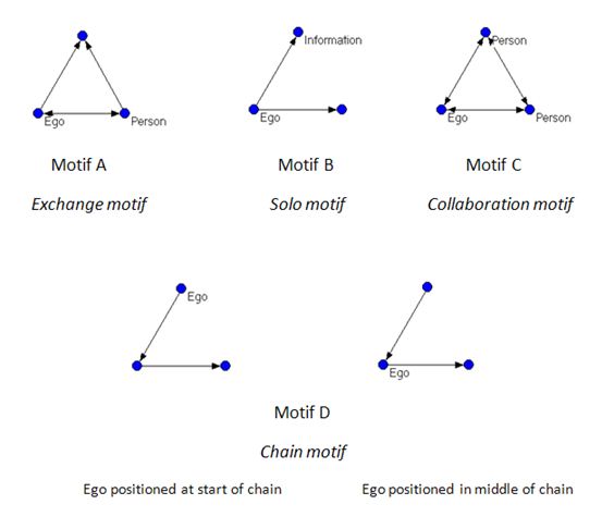 Figure 7.  Dominant motifs detected in the serendipity networks.