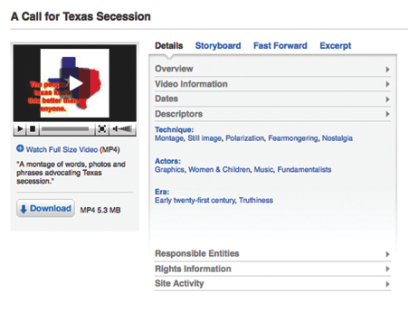 Figure 6: Kaleidescopic Texas catalogue record.