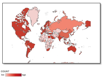 Figure2: Geographic dispersion of citers 